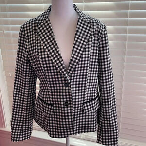 New York & Company 7th Avenue Plaid blazer black blazer Gingham size 12